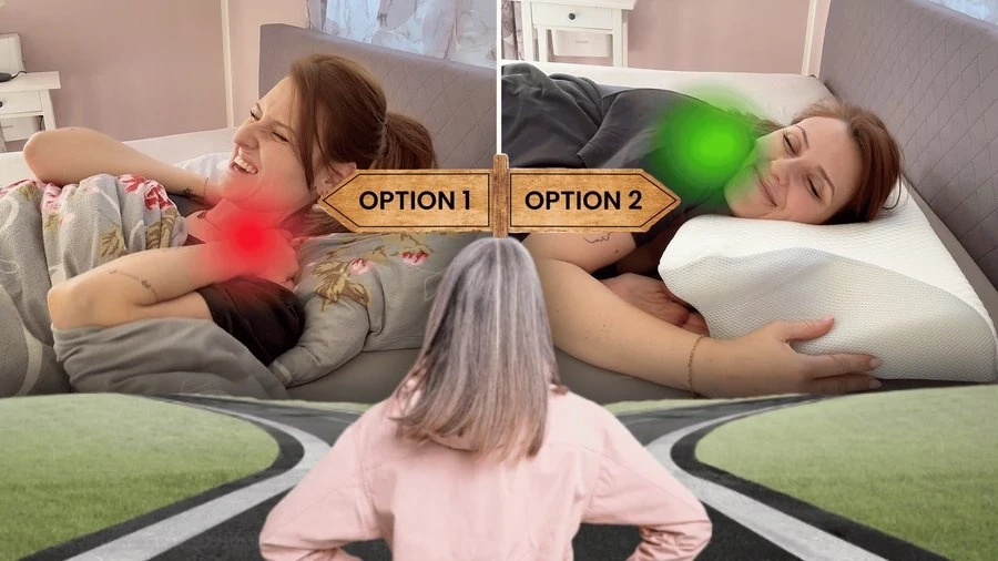 Two options — keep struggling with neck pain, or sleep supported and pain-free